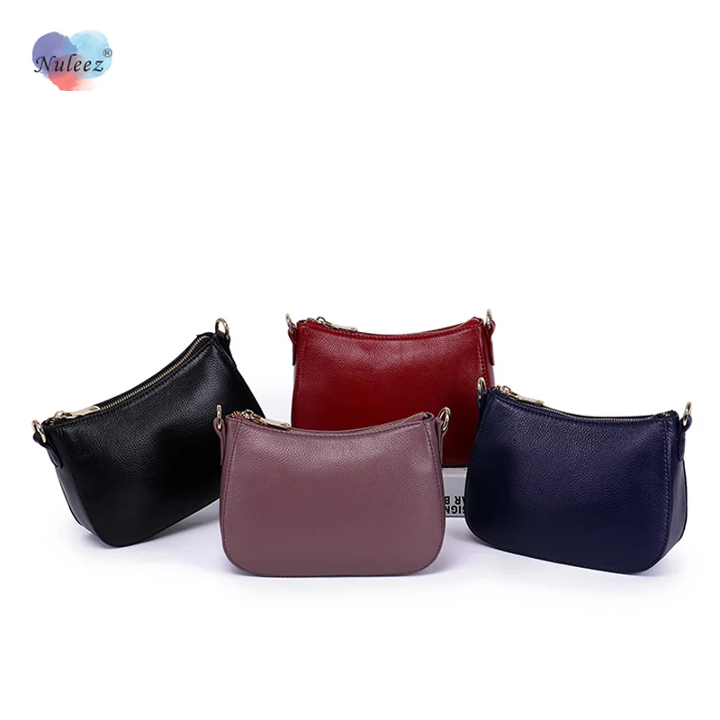 Женская мини сумка Luleez из натуральной воловьей кожи Классическая черная синяя