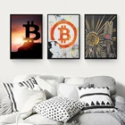 Настенная картина IBitcoin, абстрактная криптовалюта, холст, живопись, Биткоин, постеры и принты для гостиной, украшение для дома