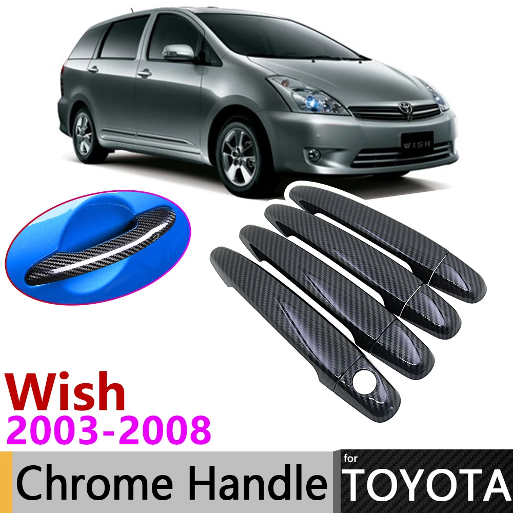 Черная накладка на дверную ручку из углеродного волокна для Toyota Wish AE10 10 2003 ~ 2008 2004