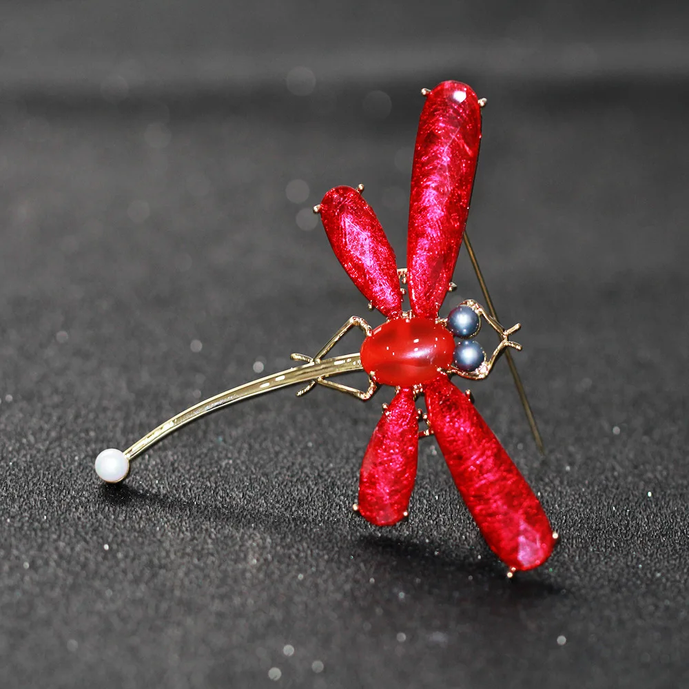 

Red Dragonfly Brooches for Women and Men Fashion Clothes Accessories for New Year Gift Jewelry Drop Shipping