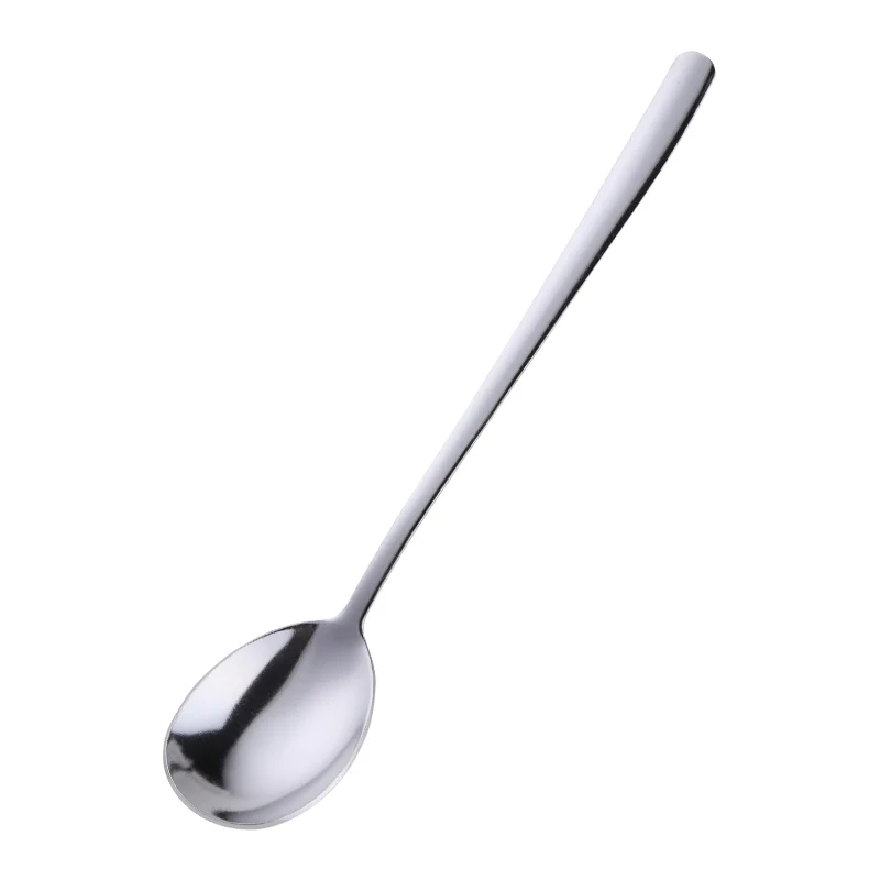 Silver 2pcs 2 шт. Корейская ложка Серебряная суповая из нержавеющей стали ложка с длинной ручкой Золотая большая ложка набор для мороженого/салата металлическая кухонная посуда - Цвет: Silver 2pcs