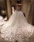 Новое модное свадебное платье со шлейфом, 3D Цветочная аппликация, Бабочка, свадебное платье, тюль, милое, изготовленное на заказ, свадебное платье