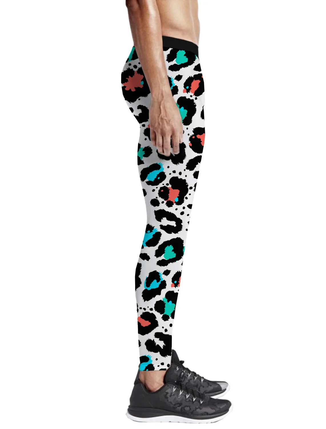 Leopard White Pants Men Leggings Non See-Through Hidden Pocket Pajama Party Full Length Activewear High Rise Classic Surfing Sti | Мужская