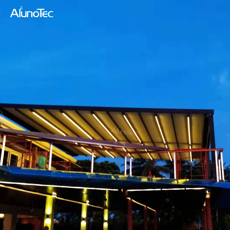 Моторизованная водонепроницаемая ПВХ Выдвижная потолочная беседка 4 м ширина x