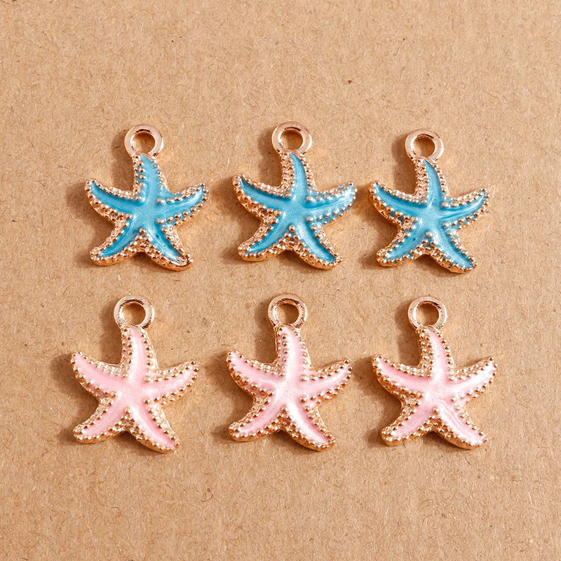

10pcs 15*19mm Enamel Starfish Charms for Jewelry Making Women Cute Drop Earrings Pendants Necklaces DIY Keychains Crafts Supply