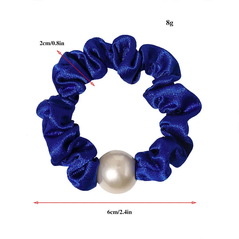 

Elastic Hair Rubber Bands Crystal Satin Rope Ponytail Holder Hair Accessories Candy Color Hair Ties Big Pearl Scrunchies
