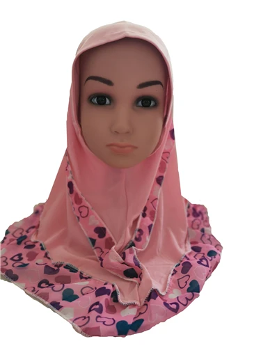 Light Pink Модный детский мусульманский шарф с цветочным рисунком для девочек, арабские шали, шапки, арабский головной платок, головной убор, шапки, лоскутные, новинка - Цвет: Light Pink
