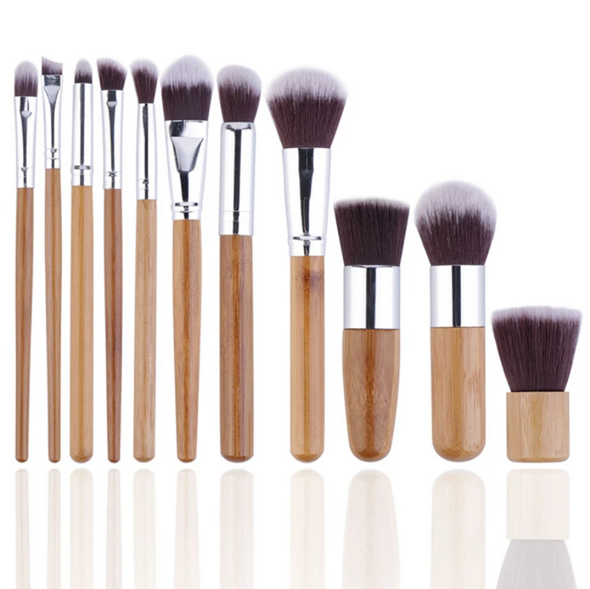 11 шт. Новые кисти для основы мягкие бамбуковые практичные Кабуки набор кистей