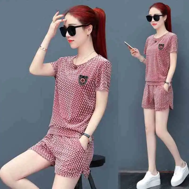 

Summer thin 2021 sportswear women's short sleeve shorts women's suit