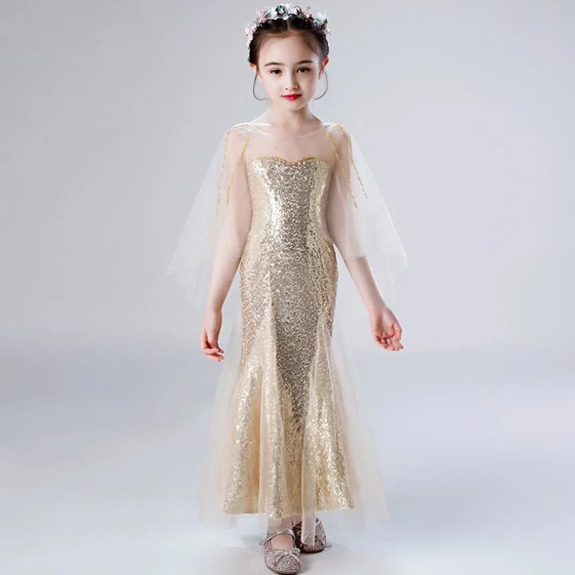

HIght-end Girl Sequined Dress Children Sleeveless Sexy mermaid Princess Dress Birthday Party Costume Modis kids Vestidos Y1364