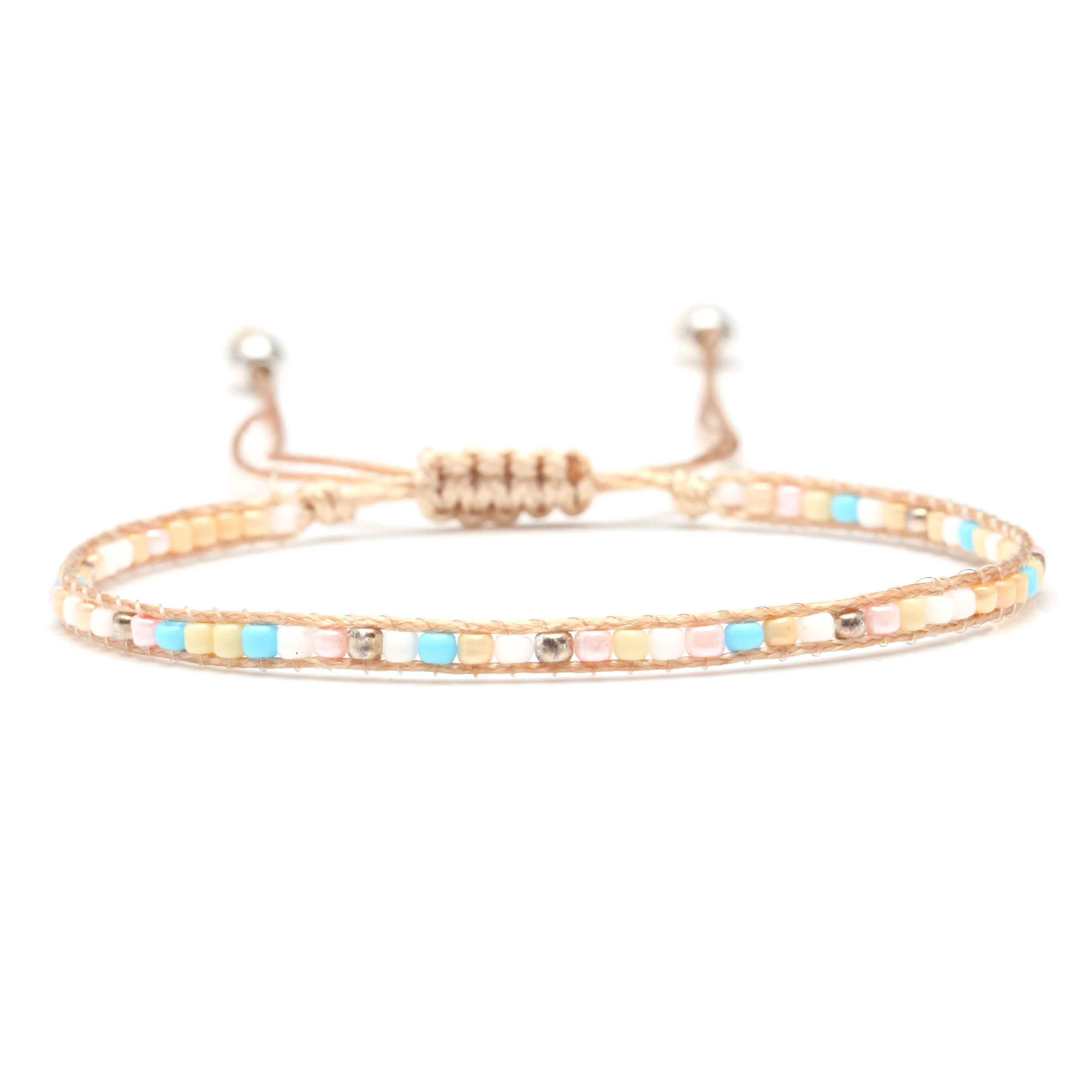 

Bobo Multicolored Japan Miyuki Glass Seed Bead Bracelet Women Men Thin Wax String Handmade Adjustable Surf Beach Jewelry Gift
