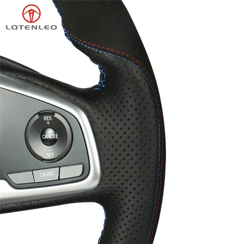 

LQTENLEO Black Leather Suede Steering Wheel Cover For Honda Civic Civic 10 2016-2019 CRV CR-V 2017-2019 Clarity Crider 2016-2019