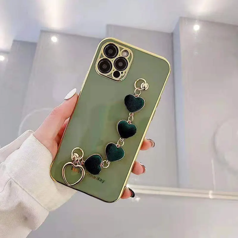 Вельветовый чехол с браслетом в виде сердца и цепочкой для Huawei Nova7i Y7P Y6S Y5 2019 Honor 9A 9C