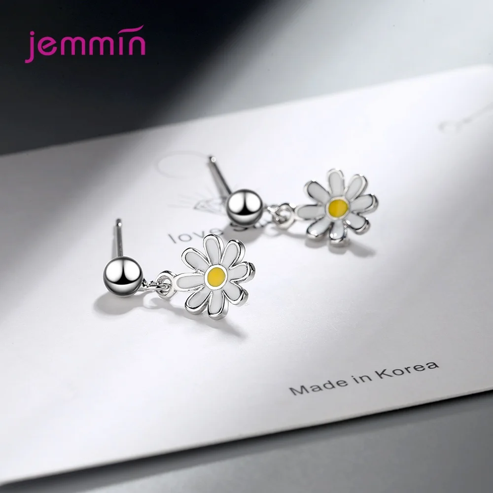 

925 Sterling Silver Cute Flower Statement Earrings For Women Girls 2021 Trendy Valentines Day Gift Fashion Jewelry Wholesale