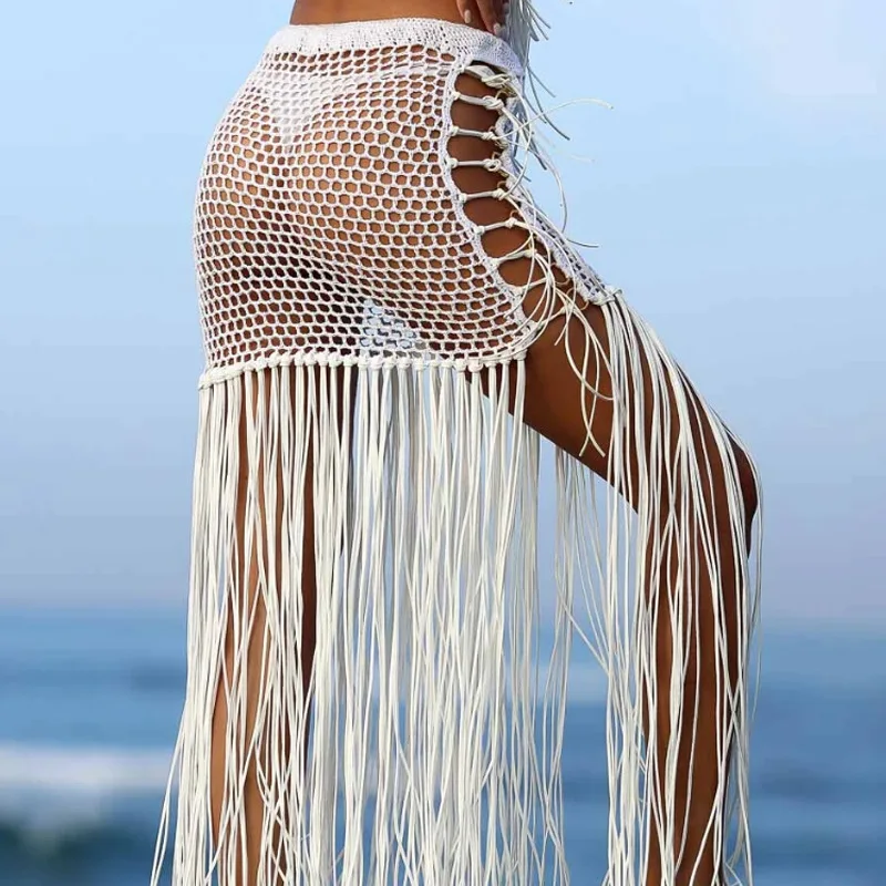 Летнее сексуальное пляжное платье для женщин-бикини с сетчатым прозрачным мини-юбкой-парео для купальников.