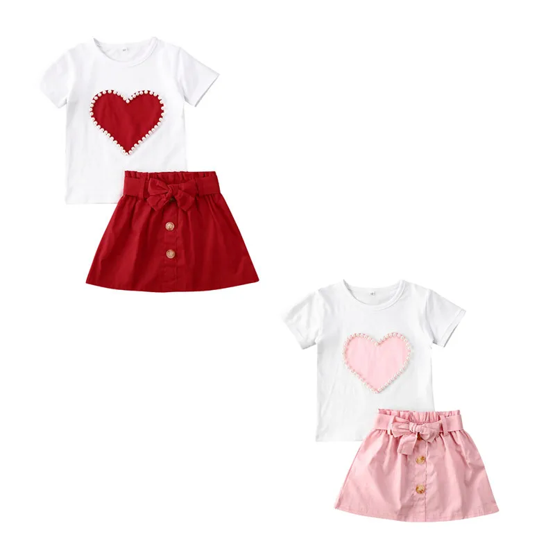 Комплект из 2 предметов для маленьких девочек топ с короткими рукавами и юбка