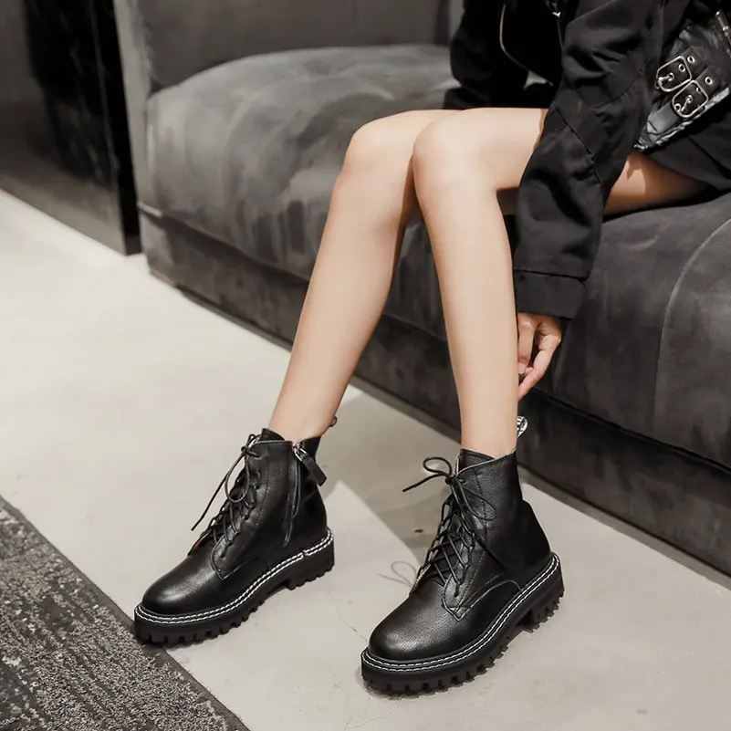 Женские ботильоны из натуральной кожи taslynn зимние мотоциклетные ботинки с