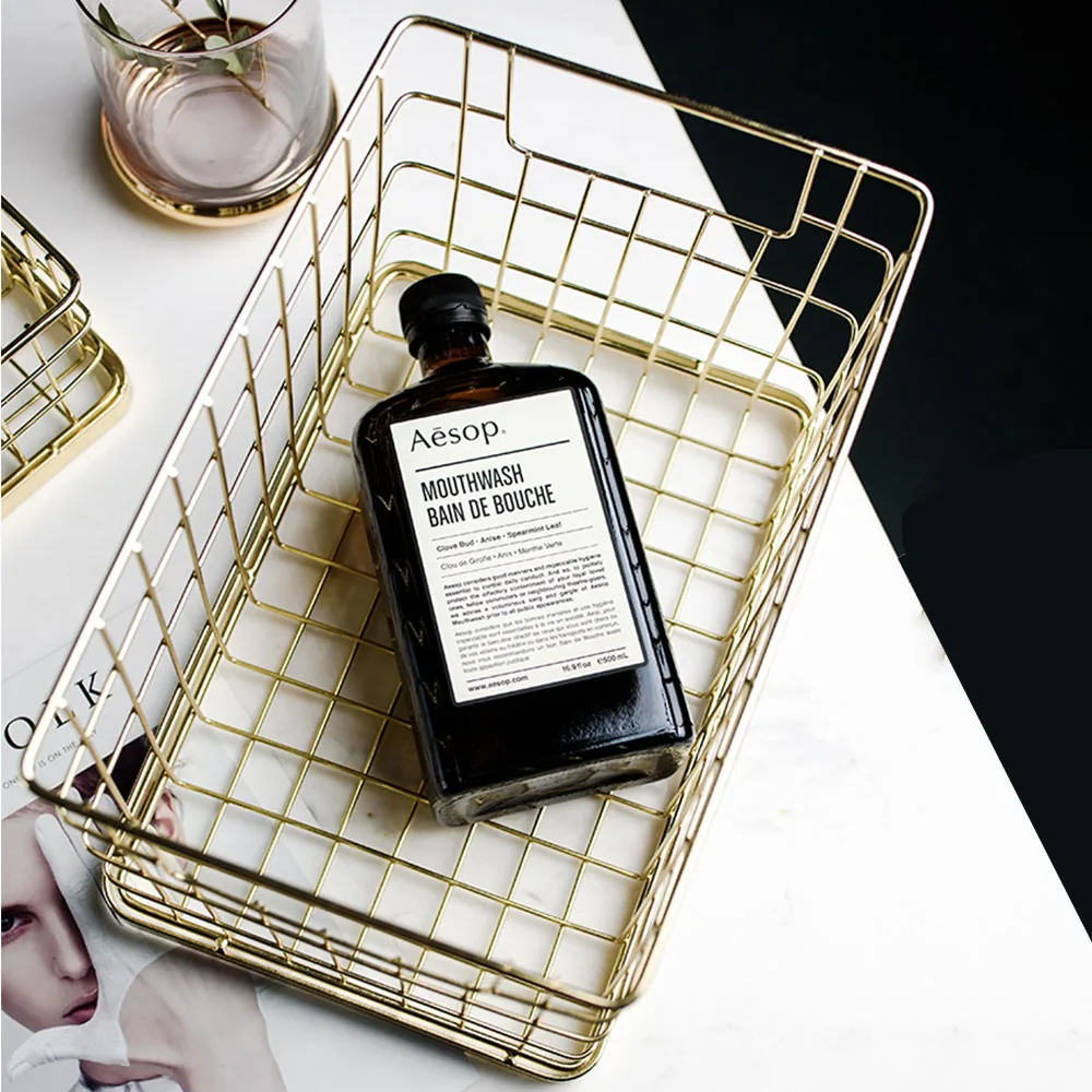 Корзина для хранения в скандинавском стиле роскошная позолоченная