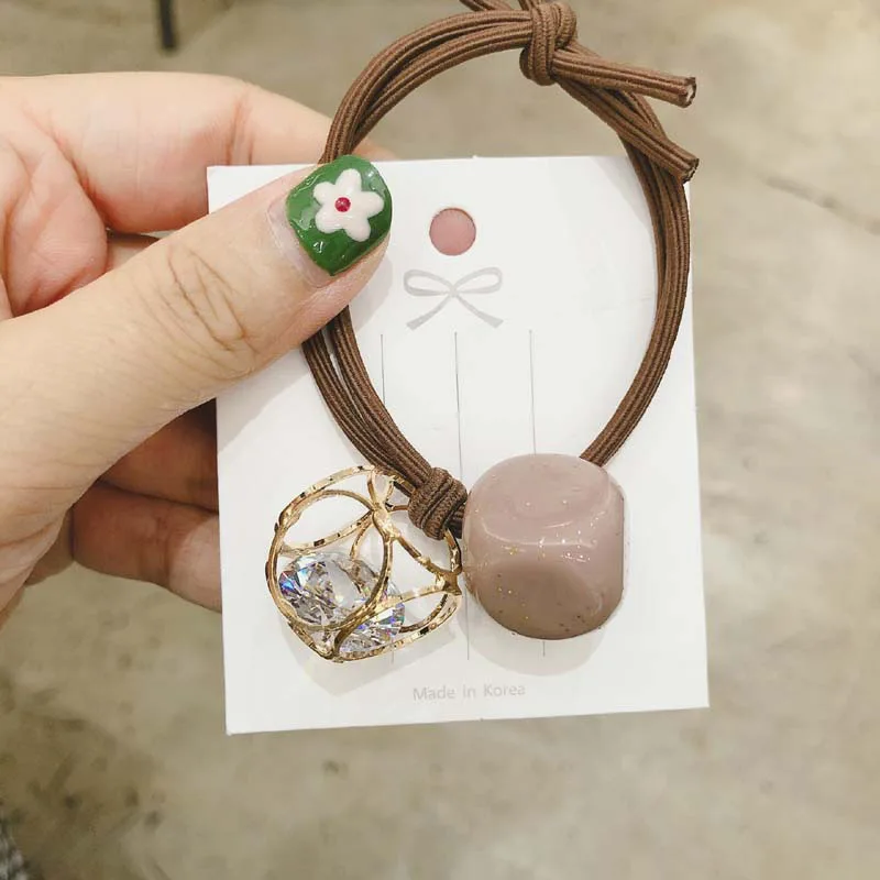 

New Korea Women Hair Ropes Big Crystal Pearl Elastic Rubber Band for Girl Fashion Hair Accessories Hair Ties