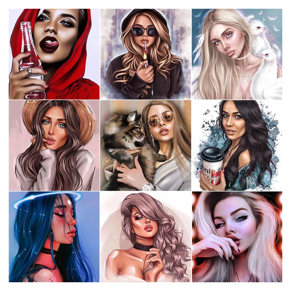

5D Personality Girl Picture Diamond Painting Full Square Round Handmade Diamond Mosaic High Quality Home Decoration Ornaments