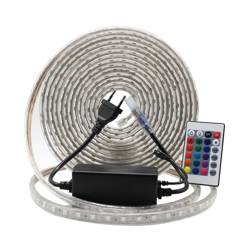 Laimaik AC 220 В светодиодная лента Водонепроницаемый IP67 LED Клейкие ленты 60leds/M 5050SMD rgb