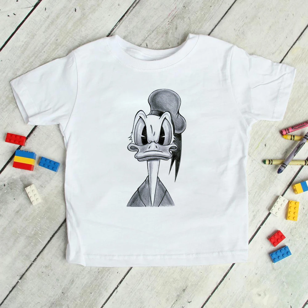 

Cartoon Donald Duck Printed T Shirt For Baby Girl Boy Funny Amine Kids Tees Summer High Street Harajuku Disney T-Shirt Children