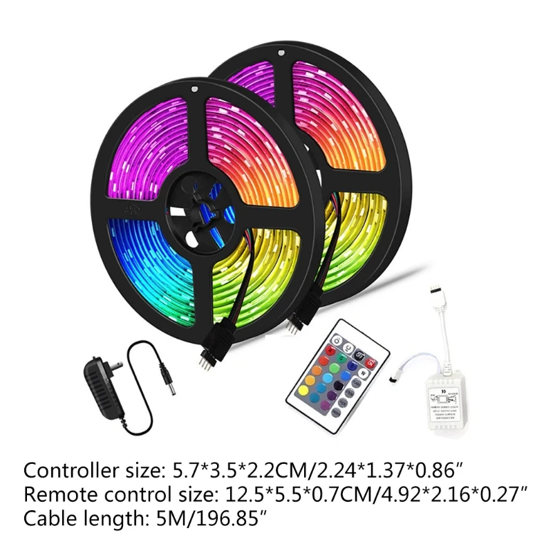 

Color Changing 5m Flexible LED Strip Lights US Plug with Remote Controll for Bedroom Home Kitchen TV Wall Background DIY Decorat