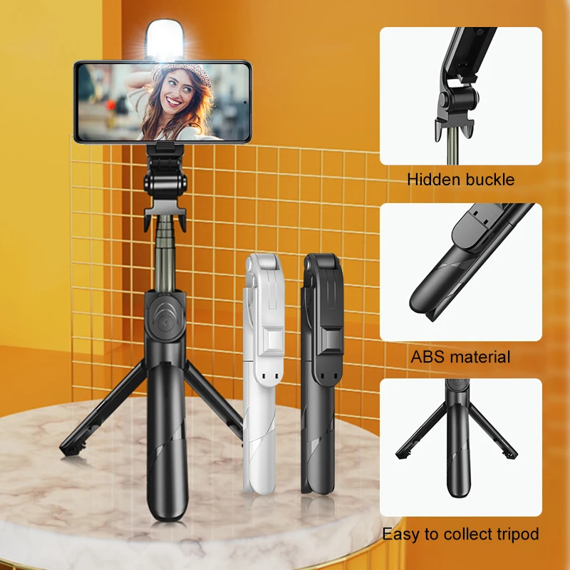 

tripode para movil palo selfie con tripode tripode movil palo de se 5 En 1 inalámbrico Bluetooth Selfie Stick con luz de relleno