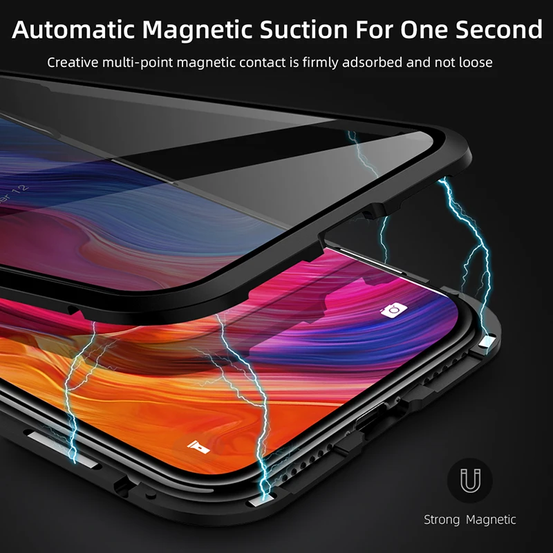 Металлический магнитный анти-вид чехол для телефона для iphone XR XS Max X 6 7 8 Plus Защитное стекло для сохранения личной информации закаленное стекло крышка