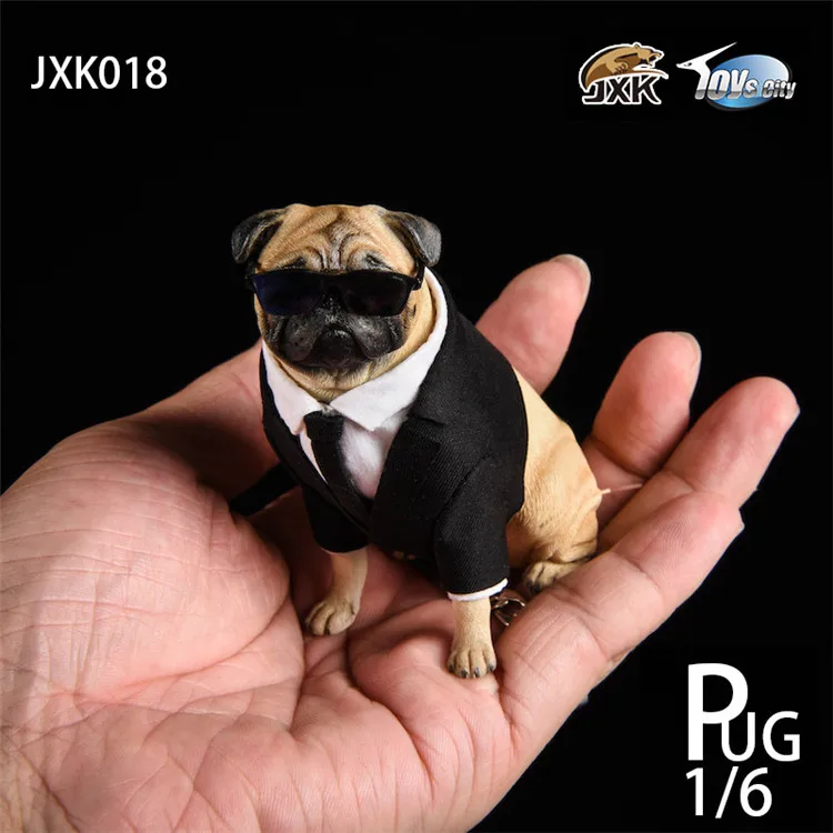 

JXK Jxk018 1/6 Scale Pug Black FRANK Animal Figure Resin Model with Clothes Cute Model for 12 inches Action Figure Collections