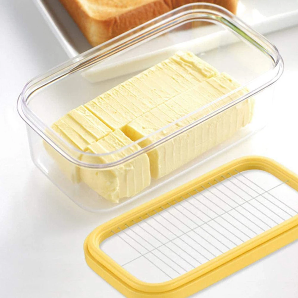 1pcs Kitchen Butter Box Transparent Cheese Container With Cutting Net Dinnerware | Plates