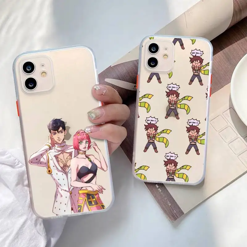 

JOJO Bizarre Adventure Anime Phone Case for iPhone X XR XS 7 8 Plus 11 12 13 pro MAX 13mini Translucent Matte Shockproof Case