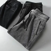 2021 new products autumn and winter mens corduroy casual trousers mens nine point pants plus cashmere all match slim pants men