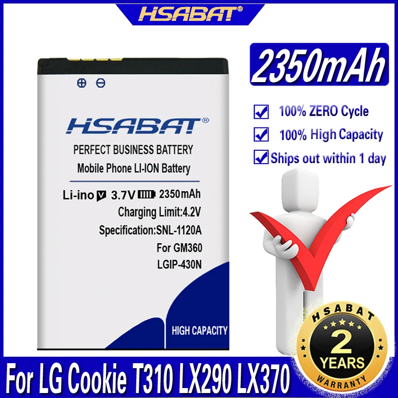 Аккумулятор HSABAT 2350 мАч для LG Cookie T310 LX290 LX370 LN240 T310i T320 GS290 GW300 C300 GM360 | Мобильные