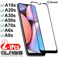1 2pcslot full cover tempered glass for samsung galaxy a50s a30s a20s a10s protective glass on galaxy a6s a8s screen protector