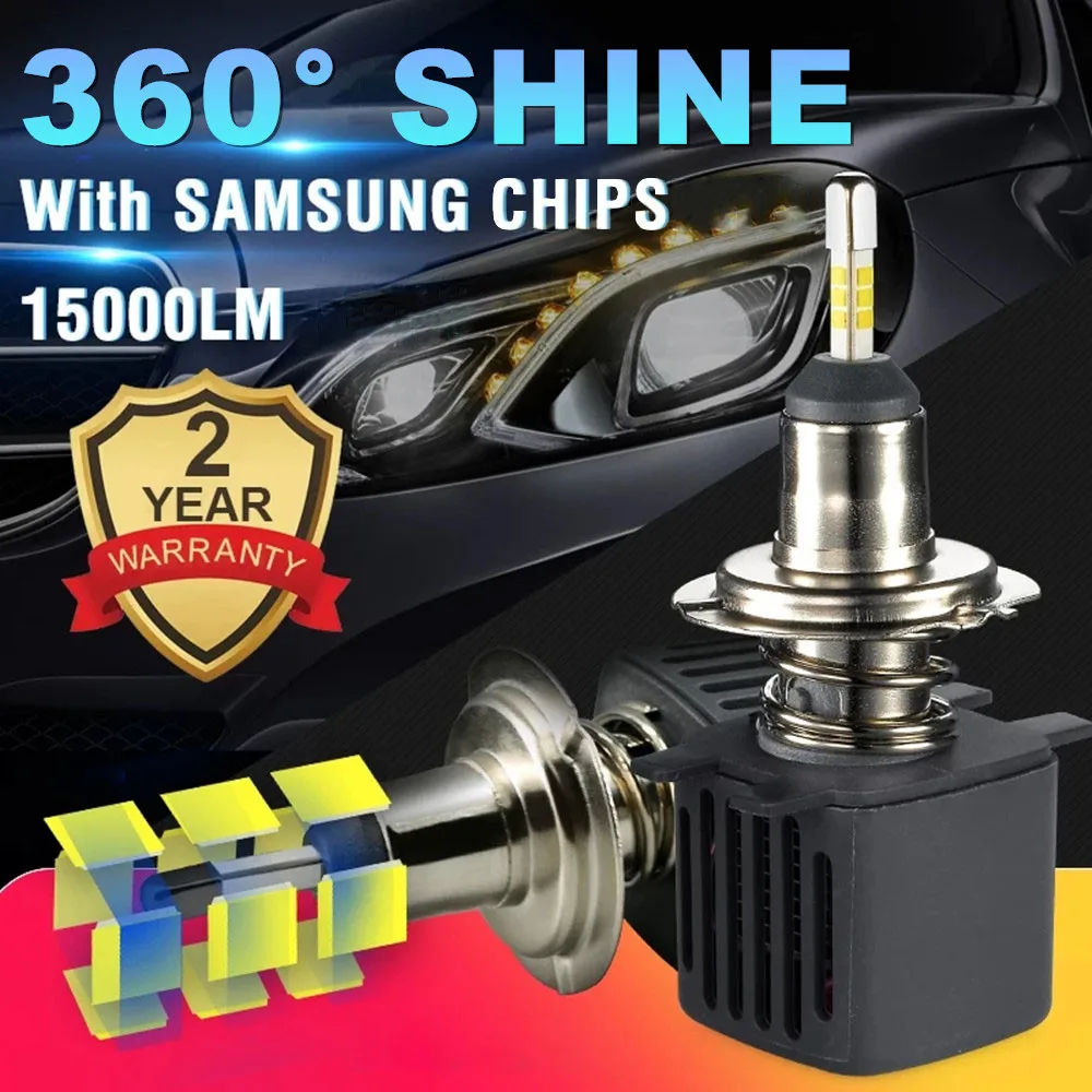 Вдлительную 2 шт. с чипом SAMSUNG H4 Led H7 4 стороны 9005 HB3 LED H11 H8 H1 лампы Автомобильные фары