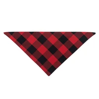 pet bib saliva scarf towel red and black plaid handkerchief cotton and linen soft and comfortable scarf