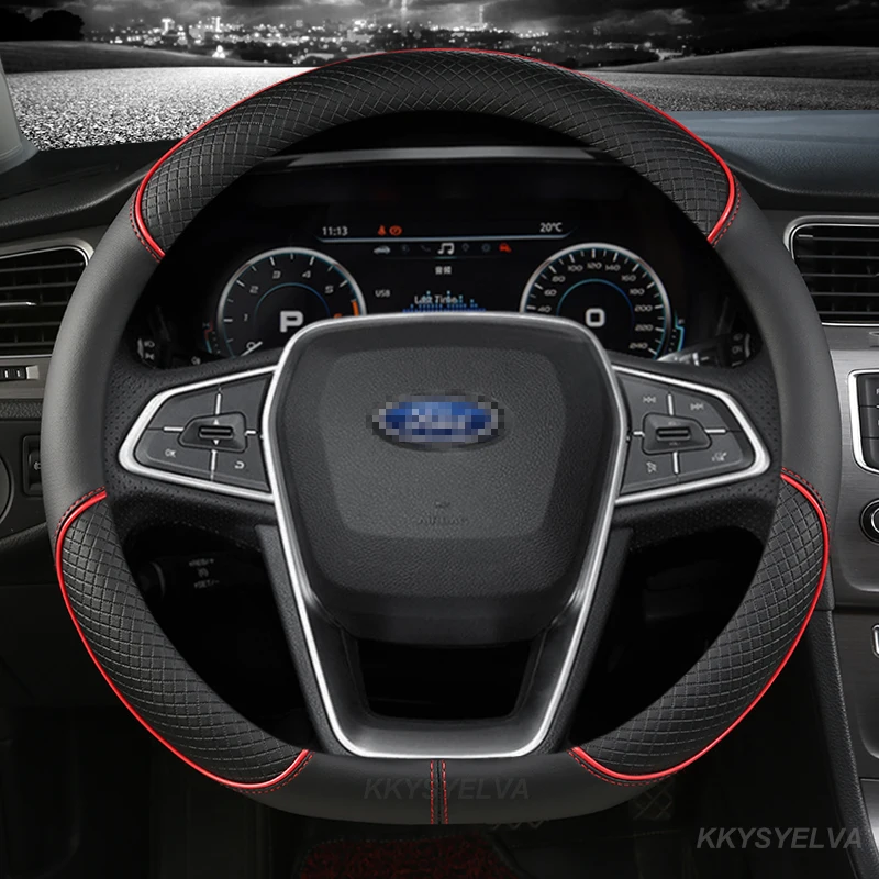 

Car Steering-Wheels Cover 37 38cm 15" for Ford Grand C-Max Fiesta Figo Fusion Mondeo Focus GT Ka Mustang Taurus Ranger Edge
