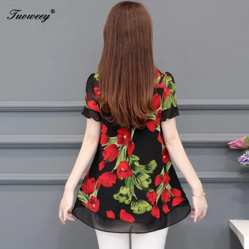 Новинка 2021 большие размеры 5XL женская летняя шифоновая блузка vlusas модная