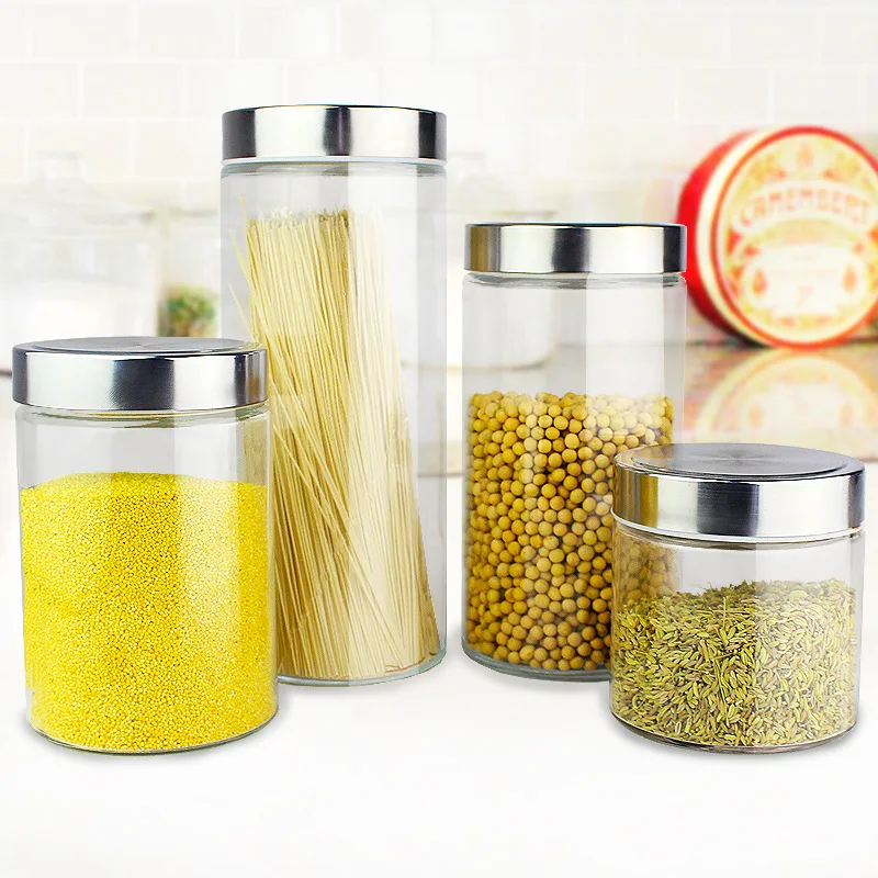 1pcs Borosilicate Glass Storage Tank Heat-Resistant Tinplate Cover Transparent High | Дом и сад