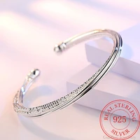fashion 925 sterling silver woman charm cuff bracelet linellae adjustable bangle girls party jewelry gifts