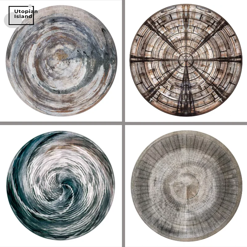 Ковер 3D для дома нордические ковры Круглый Плетеный ковер с принтом колец