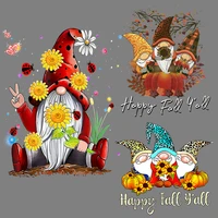 happy fall yall gnome leopard heat transfer vinyl sticker for clothes iron on transfers pumpin thanks giving day stickers patch