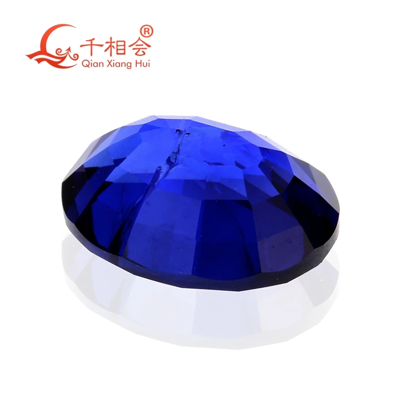 Thailand cut 34# blue oval shape Artificial Sapphire corundum gem stone with cracks and inclusions | Украшения и аксессуары