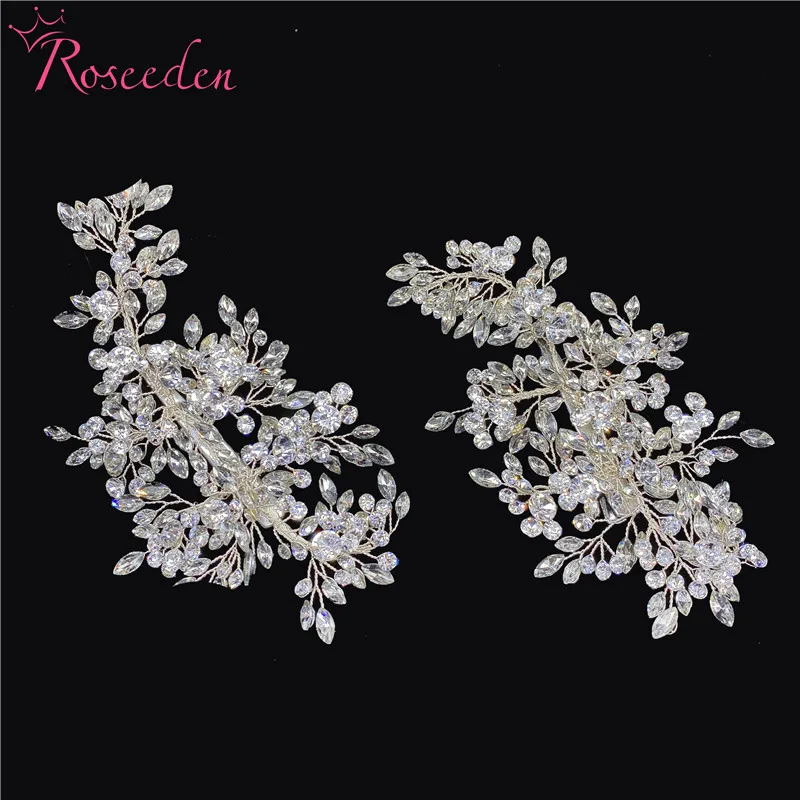 2pieces rhinestones Классическая Свадебная Серебряная расческа для волос для невесты стразы жемчужный головной убор Свадебные аксессуары для волос украшение головы RE3517 - Metal color: 2pieces rhinestones