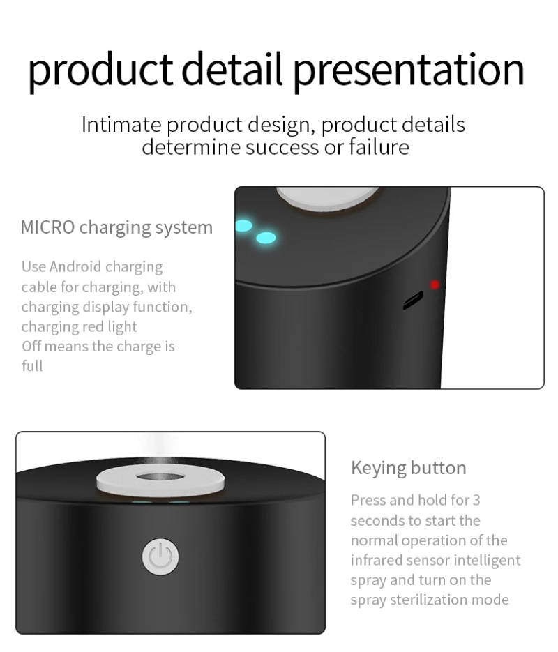 

100ml Touchless Automatic Induction Alcohol Sprayer Soap Dispenser Disinfection Alcohol Liquid Sprayer Home Portable