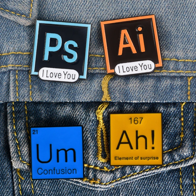 Эмалированная булавка I LOVE YOU Ps Ai Pr Au Meme табличка с периодическим значком брошь из