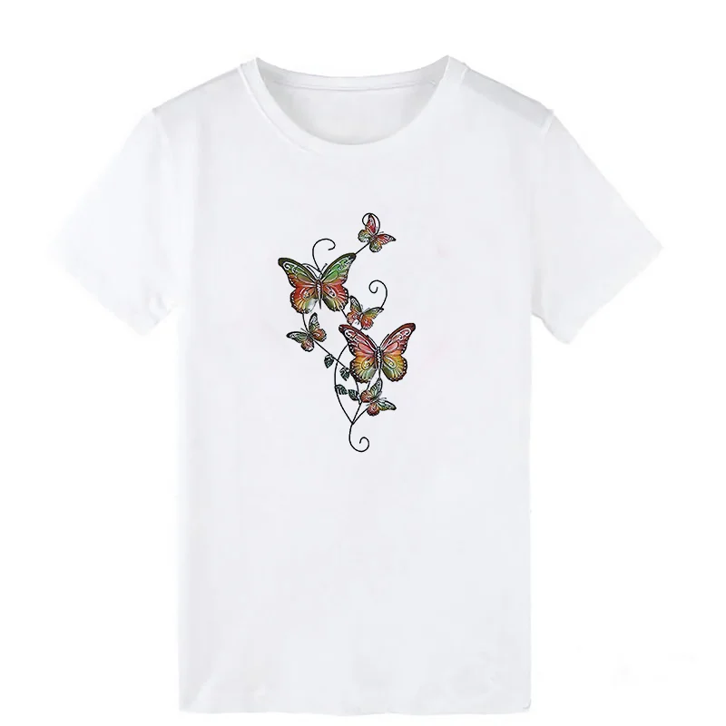 

T-shirts Top For Women Butterfly Elegant Floral Aesthetic Clothing Lady Graphic T Shirt Ladies Female Tee T-shirt