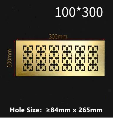 100MM X 300MM Алюминиевый сплав прямоугольная вентиляционная решетка вентиляционная крышка шкаф для обуви шкаф сетка отверстие жалюзи вентиляционное отверстие домашний декор крышка - Цвет: 100MM X 300MM