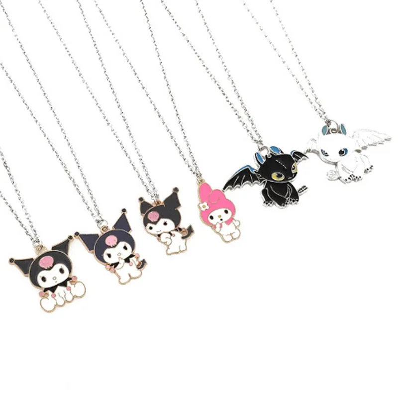 

Kawaii Sanrioed аксессуары игрушки мультфильм аниме My Melody Kuromi сплав ожерелье аксессуары Подвеска парные ожерелья подарок для девочек